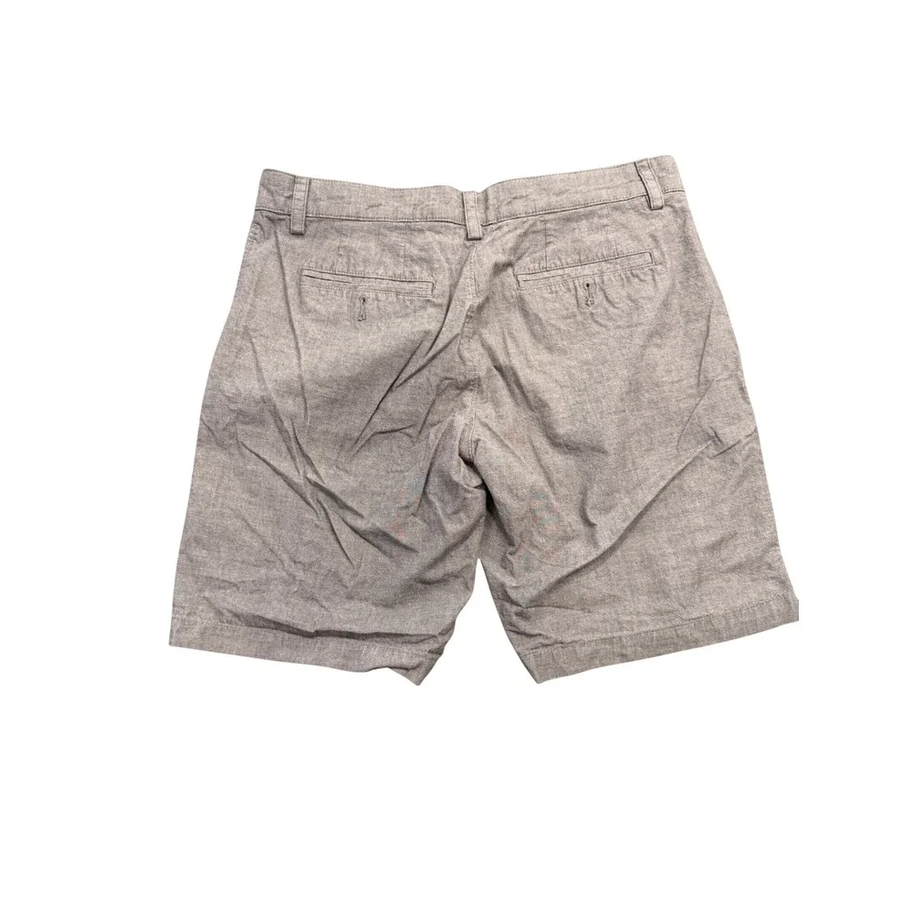 Banana Republic Aiden Short Mens 32 Grey Cotton Chambray Slim Fit Casual Shorts